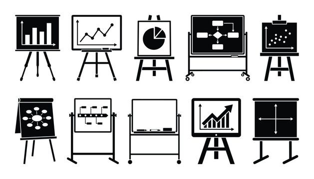 Presentation boards charts and diagrams. Business analysis and data visualization. Marketing and education.