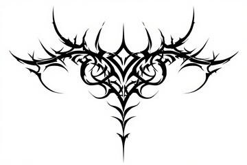 Fototapeta premium Aggressive racing tattoo, Intricate black tribal tattoo design with sharp edges and swirling elements