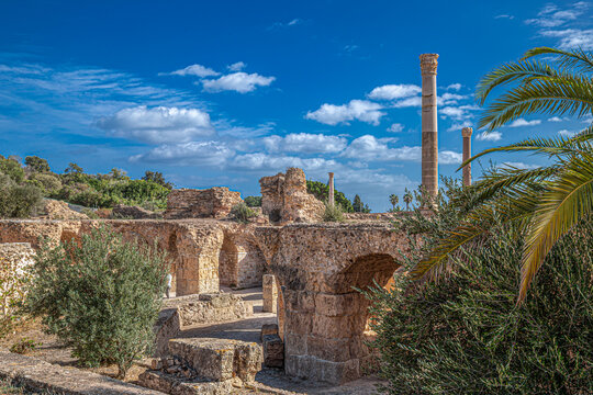 Interior to the Baths of Antoninus (Thermes d'Antonin), archaeological site. The largest Roman bath complex built in Africa, dating to the mid-2nd century AD under Emperor Antoninus Pius.