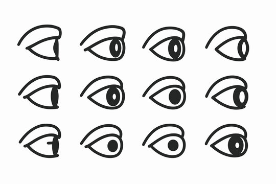 set of illustrations of black outline eyes