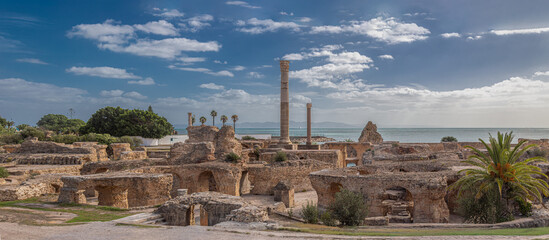 Interior to the Baths of Antoninus (Thermes d'Antonin), archaeological site. The largest Roman bath complex built in Africa, dating to the mid-2nd century AD under Emperor Antoninus Pius.