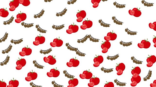 Pattern of apples and worms on a white background suitable for foodthemed designs, packaging, banners, and educational materials. Fresh, vibrant, organic, natureinspired graphic asset.