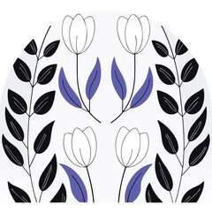 Pale peach tulips and faded eucalyptus floral banner design