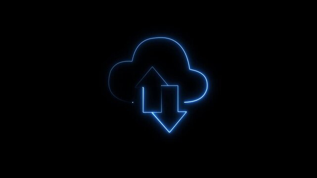 An icon featuring a cloud with an arrow, representing cloud upload or storage options in digital platforms.4k motion video.