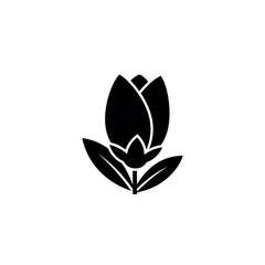 Black Tulip Icon Silhouette.