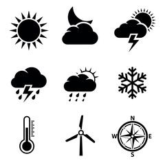 Weather Icons Set Forecast Symbols for Web and Print.