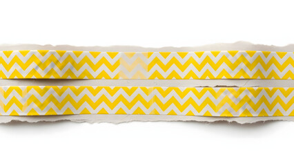 Yellow Zigzag Washi Tape on Torn Paper, Adhesive Decoration