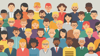 Diverse Crowd of People Illustration.