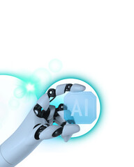 Robotic Hand Holding AI Symbol