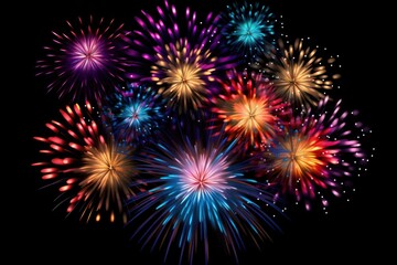 Fireworks night black background illuminated.