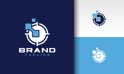 Modern Digital Aim Logo with Pixel Elements