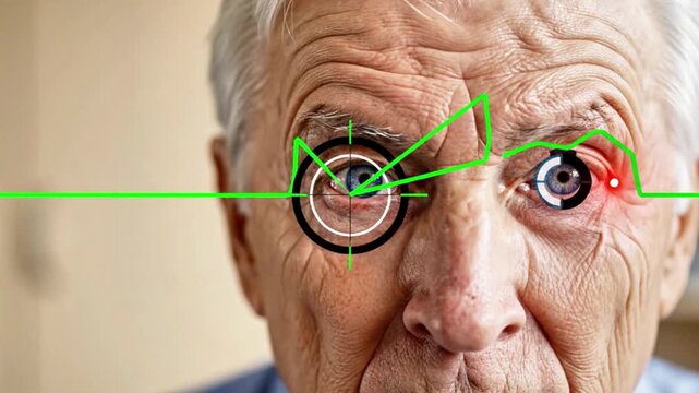 Focus visualized by eye tracking a moving target in slow motion.