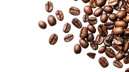 Obraz premium Coffee beans scattered realistic photography isolated on a transparent background