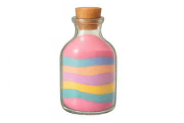 Glass bottle with colorful layered sand art craft