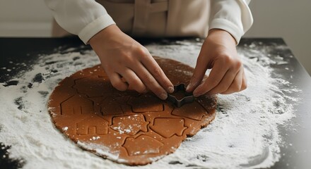 Gingerbread Baking Cutting Shapes from Dough
