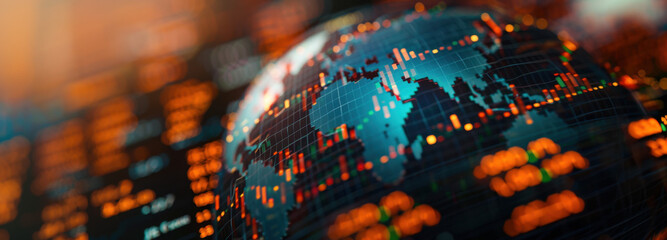 Global Market Dynamics: A mesmerizing view of the globe, overlaid with a dynamic display of financial data.
