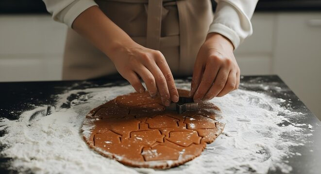 Gingerbread Baking Cutting Shapes from Dough