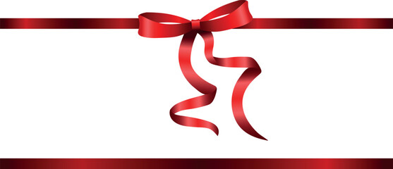 Vector decorative shiny gift red ribbon with tied bow, design element isolated on white background   © Ion