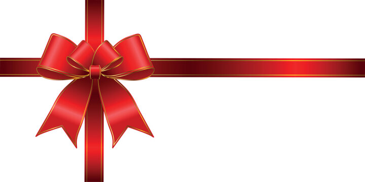 Vector decorative shiny gift red ribbon with tied bow, design element isolated on white background	
 - Powered by Adobe