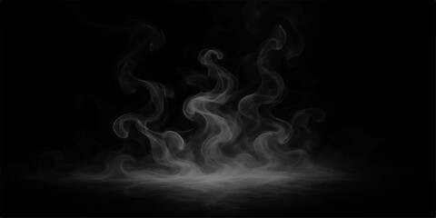 Waving smoke pattern in blue light on a dark background