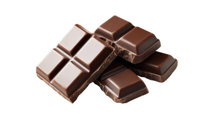 Fototapeta premium Dark Chocolate Pieces Stacked isolated on a transparent background