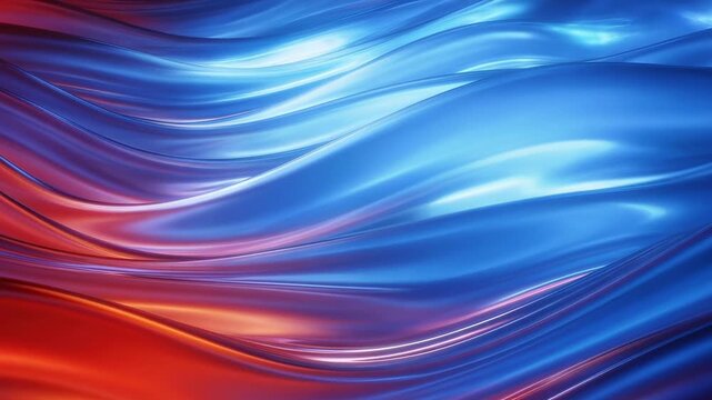 Flowing patterns of orange and blue colors in smooth waves at different angles