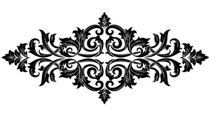 Elegant black and white vector damask ornament design with floral accents ideal for decorative