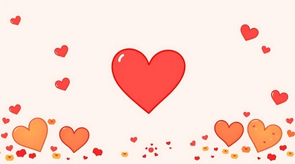 Valentines day hearts illustration festive design with red and orange symbols