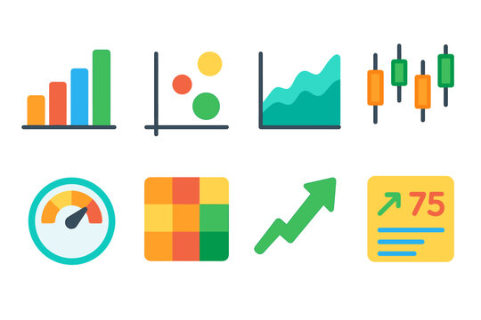 Data visualization colorful icons set