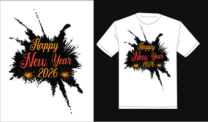 Print
Happy new year 2026 print ready typography t-shirt design
