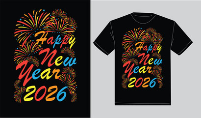 Print
Happy new year 2026 print ready typography t-shirt design
