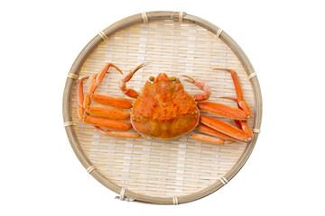ザルに盛られたメスのズワイガニ, セコガニ, 冬の味覚