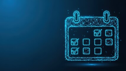 Digital calendar illustration with checkmarks for planning tasks and scheduling events