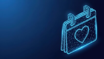 Digital calendar with a heart symbol and a metal ring for planning events and dates
