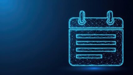 Glowing blue wireframe badge icon for identification and access
