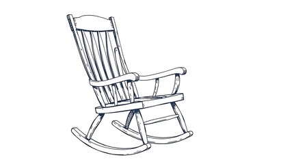 Wooden rocking chair illustration isolated on white background for design