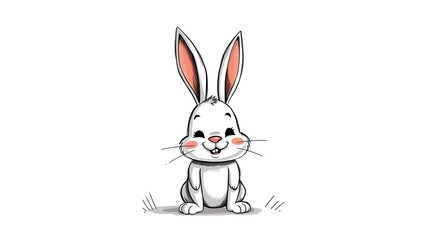 Smiling cartoon rabbit illustration on white background vector design