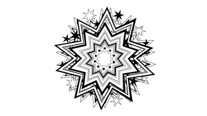 Dynamic black and white starburst pattern radiating energy and geometric design