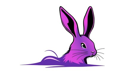 Stylized illustration of a purple bunny with long ears vector design