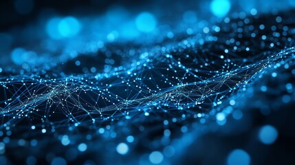 Stunning blue network showcasing digital connectivity and data flow, perfect for modern technology and science visuals, creating a futuristic atmosphere