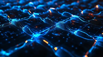 Stunning blue network data flow with glowing connections for technology, AI, and modern innovation projects needing visual impact