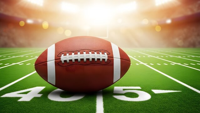 American football on field under stadium lights super bowl sunday background banner or poster design template. observed every year in February 2027