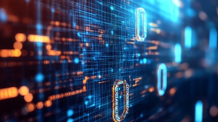 Futuristic technology background with glowing digital network and binary code, perfect for technology, science and innovation concepts in the digital age