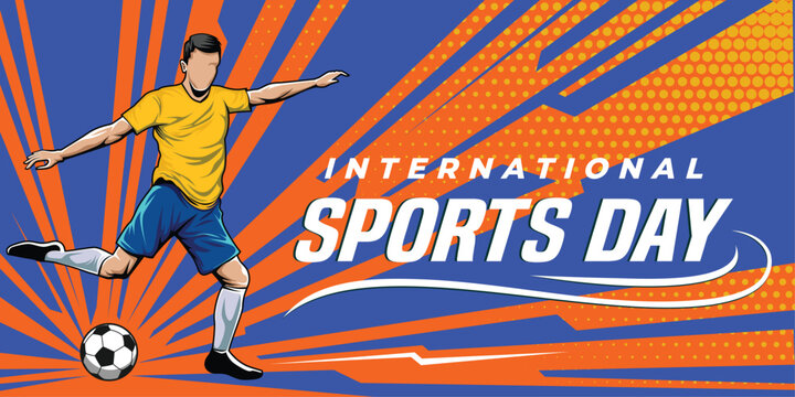 Sports Background Vector. International Sports Day Illustration, Graphic Design for the decoration of gift certificates, banners, and flyer