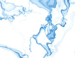 Ethereal, flowing blue and white liquid swirls and streams across a stark black background