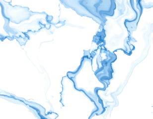 Ethereal, flowing blue and white liquid swirls and streams across a stark black background