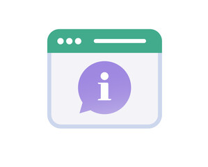 Information web site help support icon, faq guide hint tip simple minimal sign symbol flat cartoon pictogram illustration, manual assistance reference notice on website page window, internet tutorial