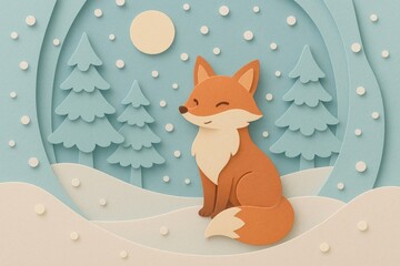 Obraz premium Cute fox in snowy forest