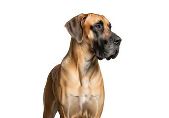 Fototapeta premium Majestic great dane portrait image, canine breed profile, dog photography, pet animal, isolated on transparent background