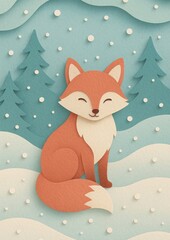 Obraz premium Whimsical fox winter scene.